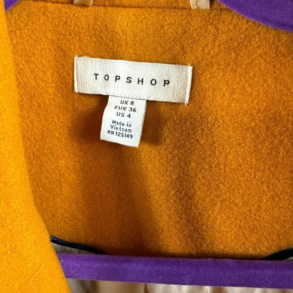 Topshop Carly Mustard Yellow Oversized Wool Blend Peacoat Jacket | Size 4 | Fall - Picture 8 of 10